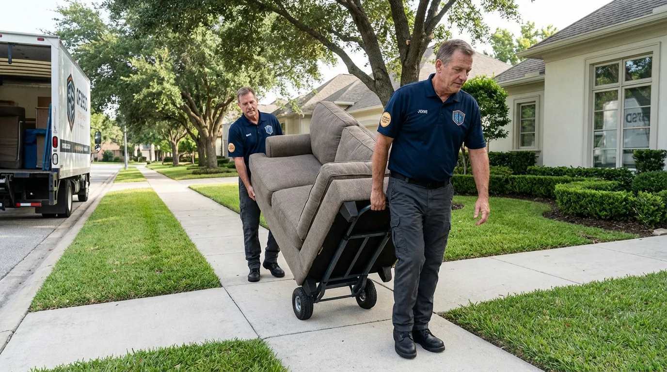 Local residential moving crew loading furniture in Reading, MA
